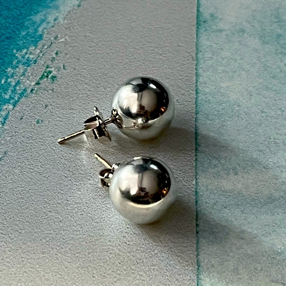 Authentic SS Tiffany & Co 10mm Ball Earrings
